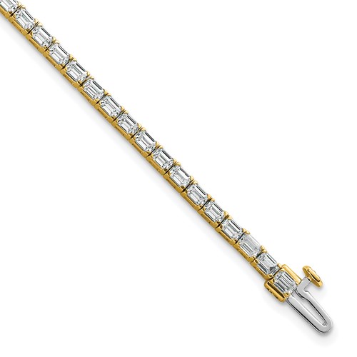 14K Yellow Gold 5 Carat Lab Grown Diamond VS SI+ G+ Complete Emerald Tennis Bracelet