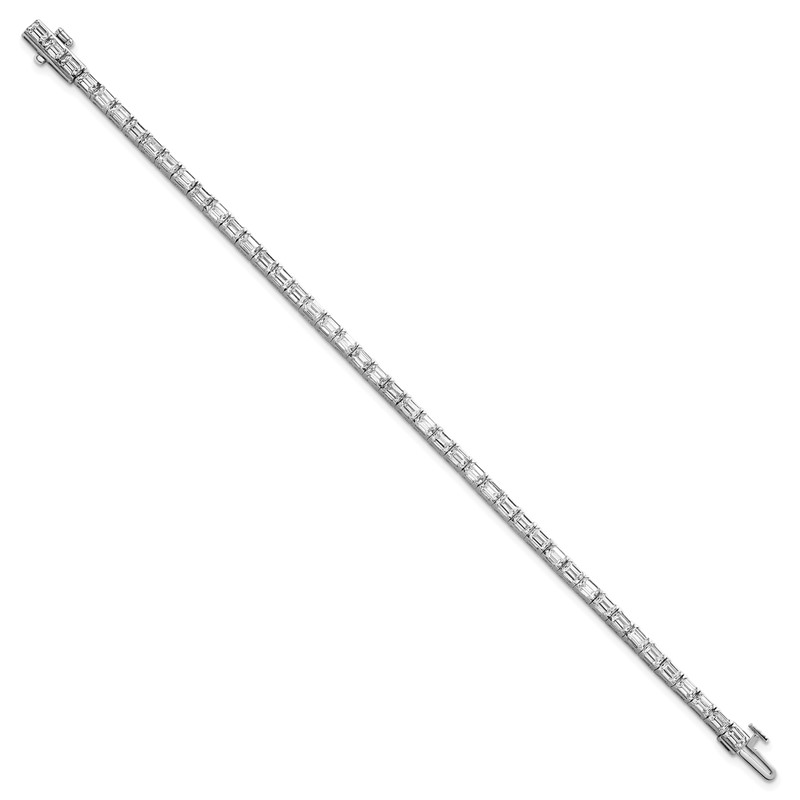 14k White Gold 7 carat Lab Grown Diamond VS/SI+ G+ Emerald Tennis Bracelet