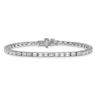 14K White Gold 7 Carat Lab Grown Diamond VS SI+ G+ Complete Emerald Tennis Bracelet view 3