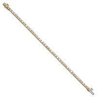 14K Yellow Gold 7 Carat Lab Grown Diamond VS SI+ G+ Complete Emerald Tennis Bracelet view 2