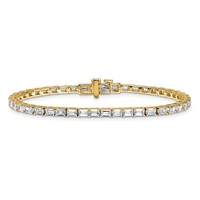 14K Yellow Gold 7 Carat Lab Grown Diamond VS SI+ G+ Complete Emerald Tennis Bracelet view 3
