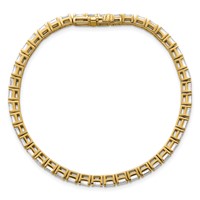 14K Yellow Gold 7 Carat Lab Grown Diamond VS SI+ G+ Complete Emerald Tennis Bracelet view 4