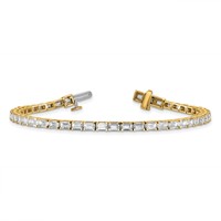 14K Yellow Gold 7 Carat Lab Grown Diamond VS SI+ G+ Complete Emerald Tennis Bracelet view 5