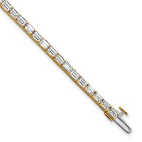 14K Yellow Gold 7 Carat Lab Grown Diamond VS SI+ G+ Complete Emerald Tennis Bracelet view 1