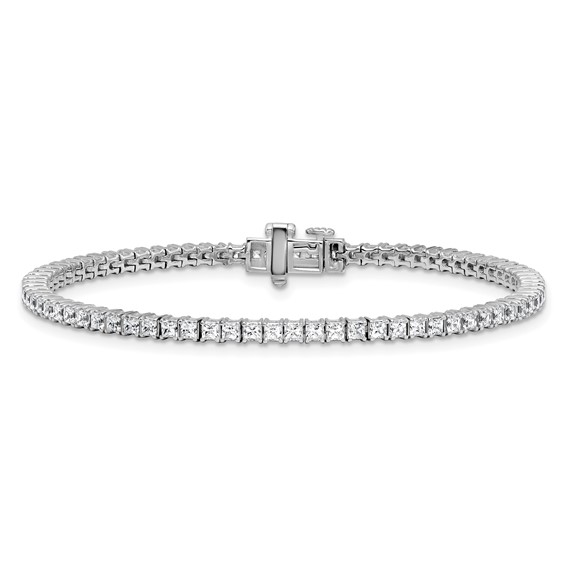 14K White Gold 4ctw VS/SI+ G+ Lab Grown Princess Diamond Tennis Bracelet