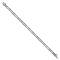 14K White Gold 10 Carat Certified Lab Grown Diamond VS+ F+ Complete Emerald Bezel Set Tennis Bracelet view 2