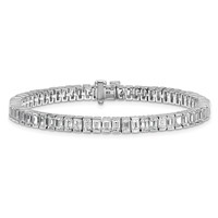 14K White Gold 10 Carat Certified Lab Grown Diamond VS+ F+ Complete Emerald Bezel Set Tennis Bracelet view 3