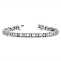 14K White Gold 10 Carat Certified Lab Grown Diamond VS+ F+ Complete Emerald Bezel Set Tennis Bracelet view 5