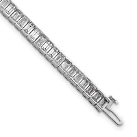 14K White Gold 10 Carat Certified Lab Grown Diamond VS+ F+ Complete Emerald Bezel Set Tennis Bracelet view 1