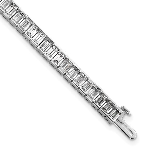 14K White Gold 10 Carat Certified Lab Grown Diamond VS+ F+ Complete Emerald Bezel Set Tennis Bracelet