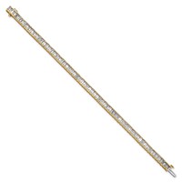 14K Yellow Gold 10 Carat Lab Grown Diamond VS SI+ G+ Complete Emerald Bezel Set Tennis Bracelet view 2