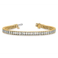 14K Yellow Gold 10 Carat Lab Grown Diamond VS SI+ G+ Complete Emerald Bezel Set Tennis Bracelet view 5