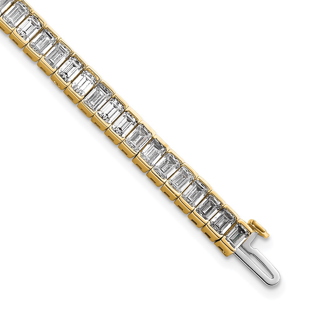 14K Yellow Gold 10 Carat Lab Grown Diamond VS SI+ G+ Complete Emerald Bezel Set Tennis Bracelet