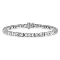 14K White Gold 10 Carat Lab Grown Diamond VS+ F+ Complete Emerald Bezel Set Tennis Bracelet view 3