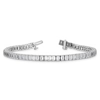 14K White Gold 10 Carat Lab Grown Diamond VS+ F+ Complete Emerald Bezel Set Tennis Bracelet view 5