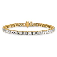 14K Yellow Gold 10 Carat Certified Lab Grown Diamond VS+ F+ Complete Emerald Bezel Set Tennis Bracelet view 3