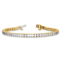 14K Yellow Gold 10 Carat Certified Lab Grown Diamond VS+ F+ Complete Emerald Bezel Set Tennis Bracelet view 5