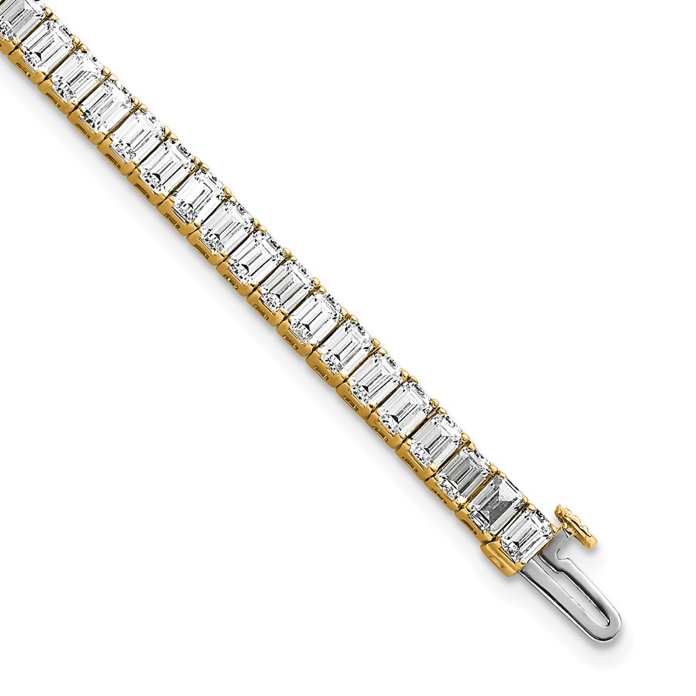 14K Yellow Gold 10 Carat Certified Lab Grown Diamond VS+ F+ Complete Emerald Bezel Set Tennis Bracelet
