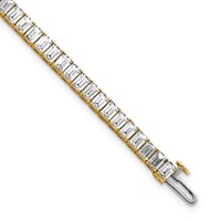 14K Yellow Gold 10 Carat Certified Lab Grown Diamond VS+ F+ Complete Emerald Bezel Set Tennis Bracelet view 1