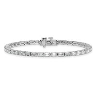 14K White Gold 4.75 Carat Lab Grown Diamond VS+ F+ Complete Emerald Bezel Set Tennis Bracelet view 3