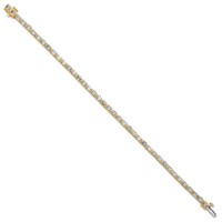 14K Yellow Gold 4.75 Carat Lab Grown Diamond VS SI+ G+ Complete Emerald Bezel Set Tennis Bracelet view 2