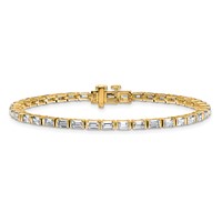 14K Yellow Gold 4.75 Carat Lab Grown Diamond VS SI+ G+ Complete Emerald Bezel Set Tennis Bracelet view 3