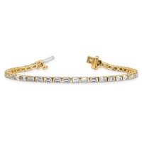 14K Yellow Gold 4.75 Carat Lab Grown Diamond VS SI+ G+ Complete Emerald Bezel Set Tennis Bracelet view 5