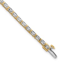14K Yellow Gold 4.75 Carat Lab Grown Diamond VS SI+ G+ Complete Emerald Bezel Set Tennis Bracelet view 1