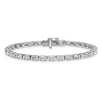 14K White Gold 7.50 Carat Certified Lab Grown Diamond VS SI+ G+ Complete Emerald Bezel Set Tennis Bracelet view 3