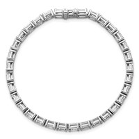 14K White Gold 7.50 Carat Certified Lab Grown Diamond VS SI+ G+ Complete Emerald Bezel Set Tennis Bracelet view 4