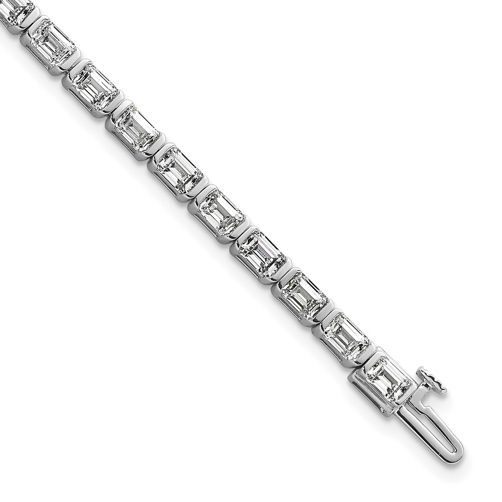 14K White Gold 7.50 Carat Certified Lab Grown Diamond VS SI+ G+ Complete Emerald Bezel Set Tennis Bracelet