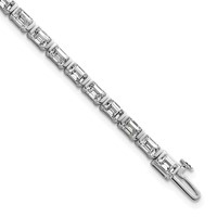 14K White Gold 7.50 Carat Certified Lab Grown Diamond VS SI+ G+ Complete Emerald Bezel Set Tennis Bracelet view 1