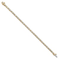 14K Yellow Gold 7.50 Carat Certified Lab Grown Diamond VS SI+ G+ Complete Emerald Bezel Set Tennis Bracelet view 2