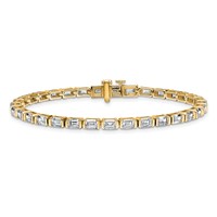 14K Yellow Gold 7.50 Carat Certified Lab Grown Diamond VS SI+ G+ Complete Emerald Bezel Set Tennis Bracelet view 3