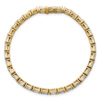 14K Yellow Gold 7.50 Carat Certified Lab Grown Diamond VS SI+ G+ Complete Emerald Bezel Set Tennis Bracelet view 4