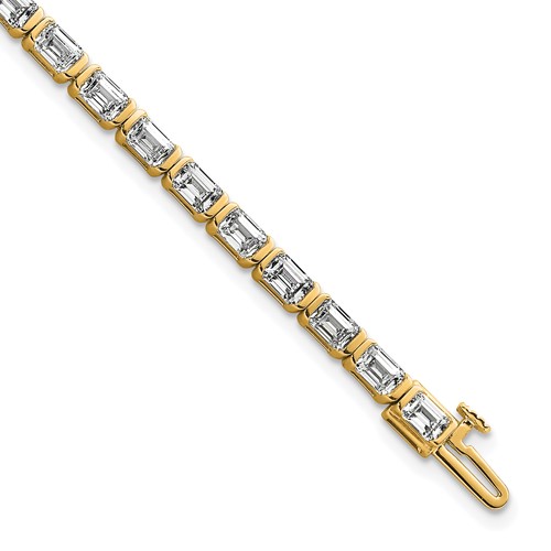 14K Yellow Gold 7.50 Carat Certified Lab Grown Diamond VS+ F+ Complete Emerald Bezel Set Tennis Bracelet
