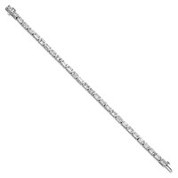 14K White Gold 10 Carat Lab Grown Diamond VS SI+ G+ Complete Emerald Bezel Set Tennis Bracelet view 2