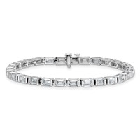 14K White Gold 10 Carat Lab Grown Diamond VS SI+ G+ Complete Emerald Bezel Set Tennis Bracelet view 3