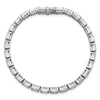 14K White Gold 10 Carat Lab Grown Diamond VS SI+ G+ Complete Emerald Bezel Set Tennis Bracelet view 4