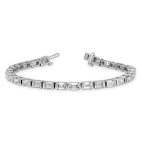 14K White Gold 10 Carat Lab Grown Diamond VS SI+ G+ Complete Emerald Bezel Set Tennis Bracelet view 5