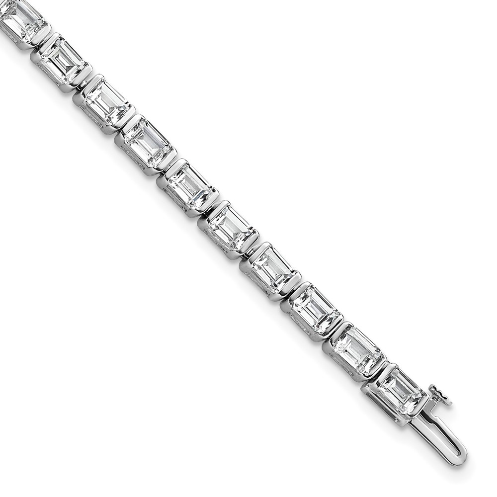 14K White Gold 10 Carat Lab Grown Diamond VS SI+ G+ Complete Emerald Bezel Set Tennis Bracelet