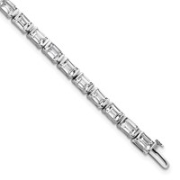 14K White Gold 10 Carat Lab Grown Diamond VS SI+ G+ Complete Emerald Bezel Set Tennis Bracelet view 1