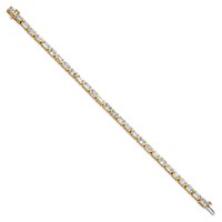 14K Yellow Gold 10 Carat Lab Grown Diamond VS SI+ G+ Complete Emerald Bezel Set Tennis Bracelet view 2