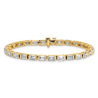 14K Yellow Gold 10 Carat Lab Grown Diamond VS SI+ G+ Complete Emerald Bezel Set Tennis Bracelet view 3
