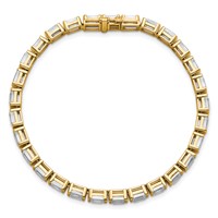 14K Yellow Gold 10 Carat Lab Grown Diamond VS SI+ G+ Complete Emerald Bezel Set Tennis Bracelet view 4