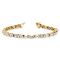 14K Yellow Gold 10 Carat Lab Grown Diamond VS SI+ G+ Complete Emerald Bezel Set Tennis Bracelet view 5