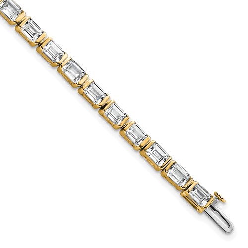 14K Yellow Gold 10 Carat Certified Lab Grown Diamond VS SI+ G+ Complete Emerald Bezel Set Tennis Bracelet