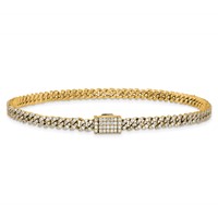 10K Yellow Gold 2 Carat Lab Grown Diamond VS SI+ G+ Complete 4mm Pavé Cuban Link 8 Bracelet view 3