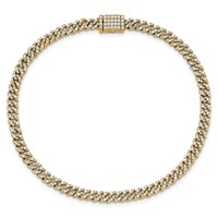 10K Yellow Gold 2 Carat Lab Grown Diamond VS SI+ G+ Complete 4mm Pavé Cuban Link 8 Bracelet view 4