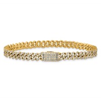 14K Yellow Gold 3.33 Carat Lab Grown Diamond VS SI+ G+ Complete 4mm Pavé Cuban Link 8 Bracelet view 3